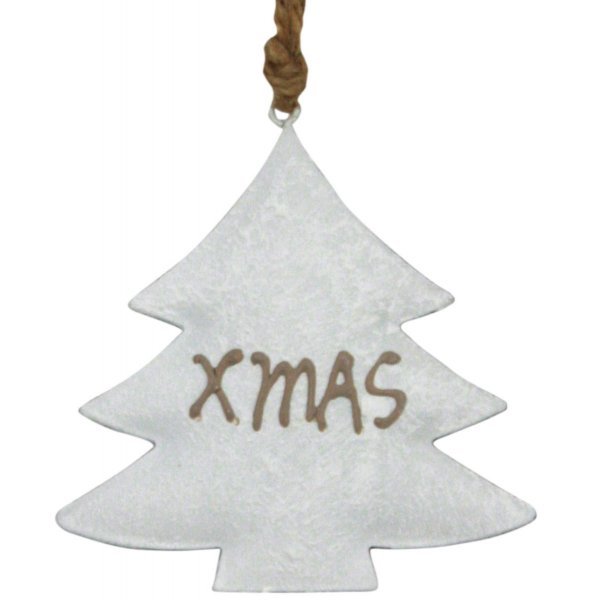 Χριστουγεννιάτικο Μεταλλικό Δεντράκι, Λευκό με "XMAS" (11cm)
